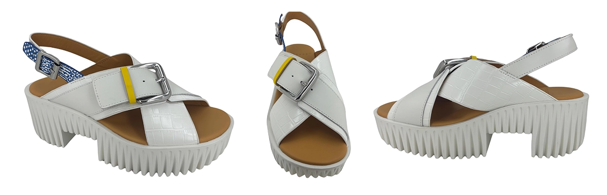 4CCCCEES Plia Juna Sling-back Flatform Sandal White Combo
